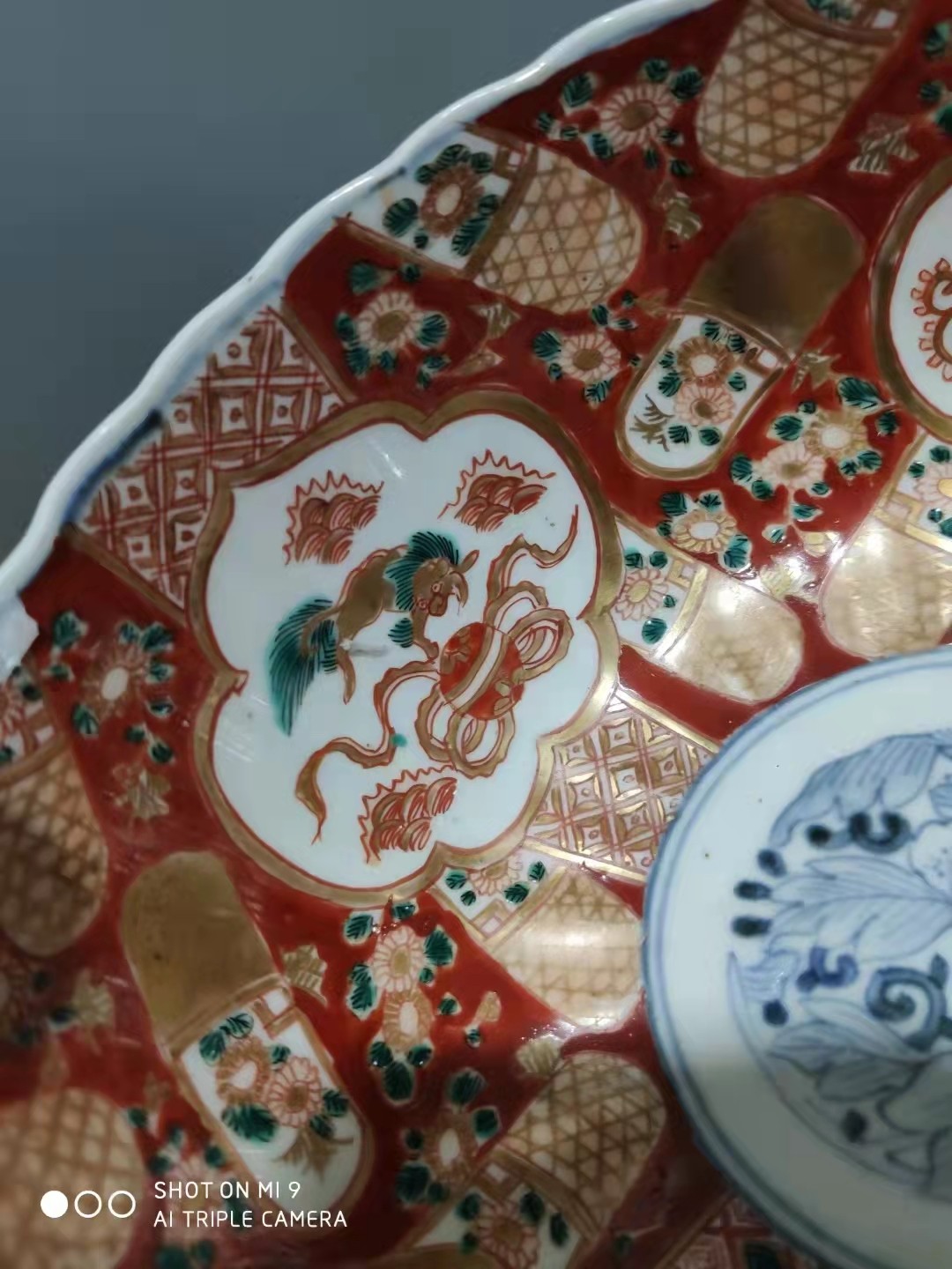 千器雅集—日本回流瓷器臻藏 江户明治时期（清代）精品老瓷器——赤绘满工古伊万里大盘