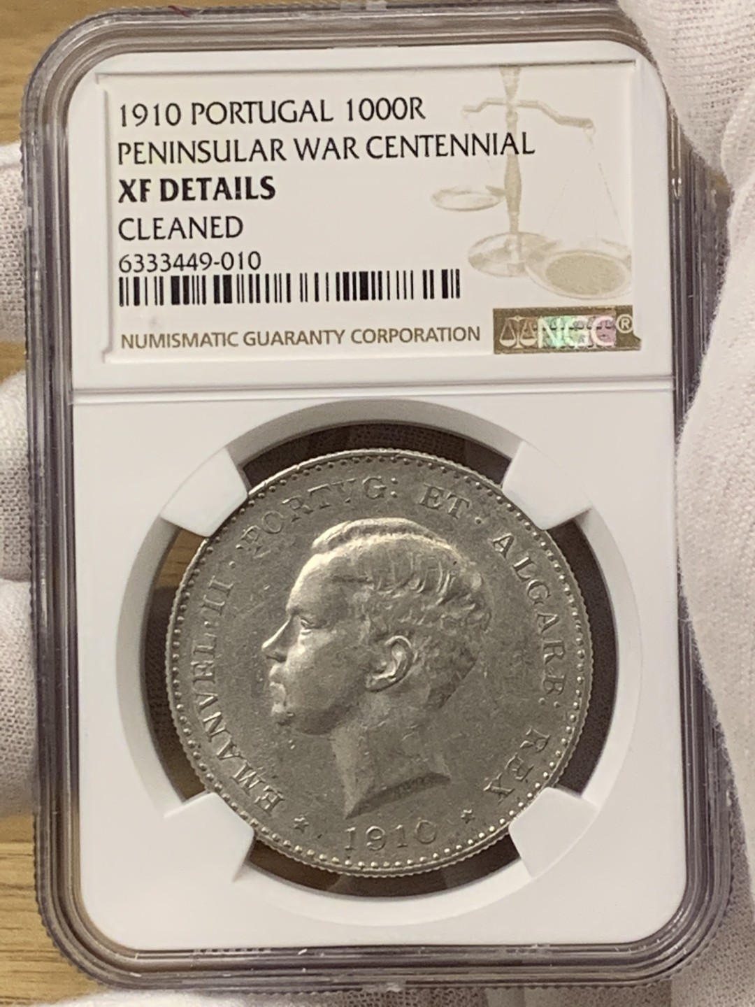 欧陆典藏，“币”定生辉，外币专场第一期 1910年葡萄牙曼努埃尔二世1000瑞斯大银NGC-XFD 少见品