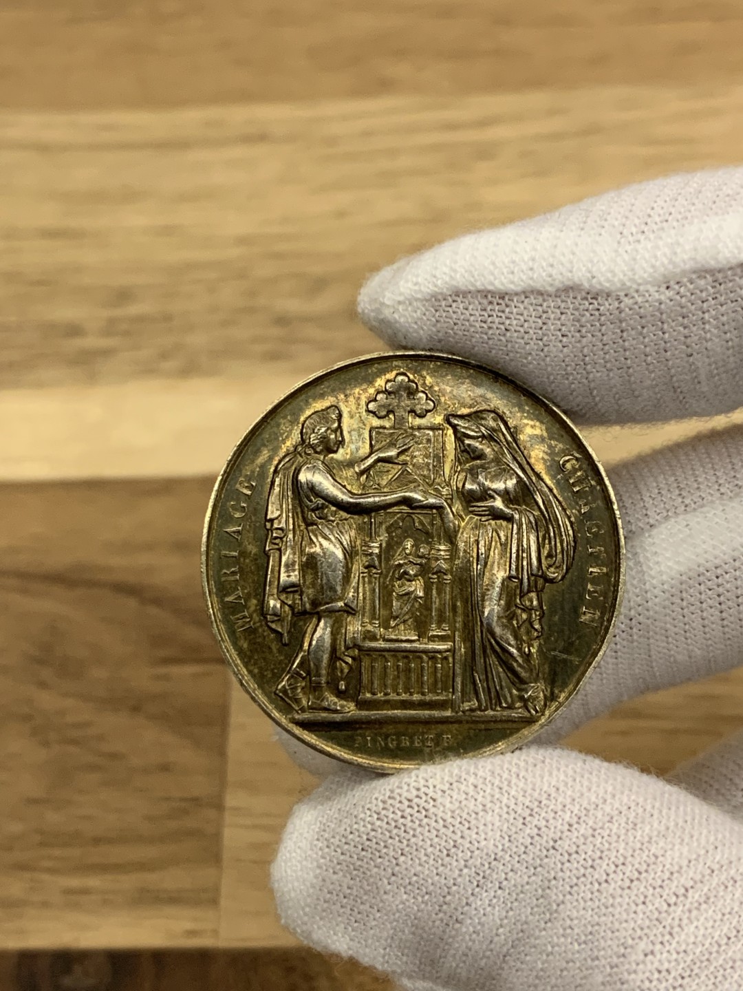 欧陆典藏，“币”定生辉，外币专场第一期 1865年法国纯银婚章 直径：30mm，克重12