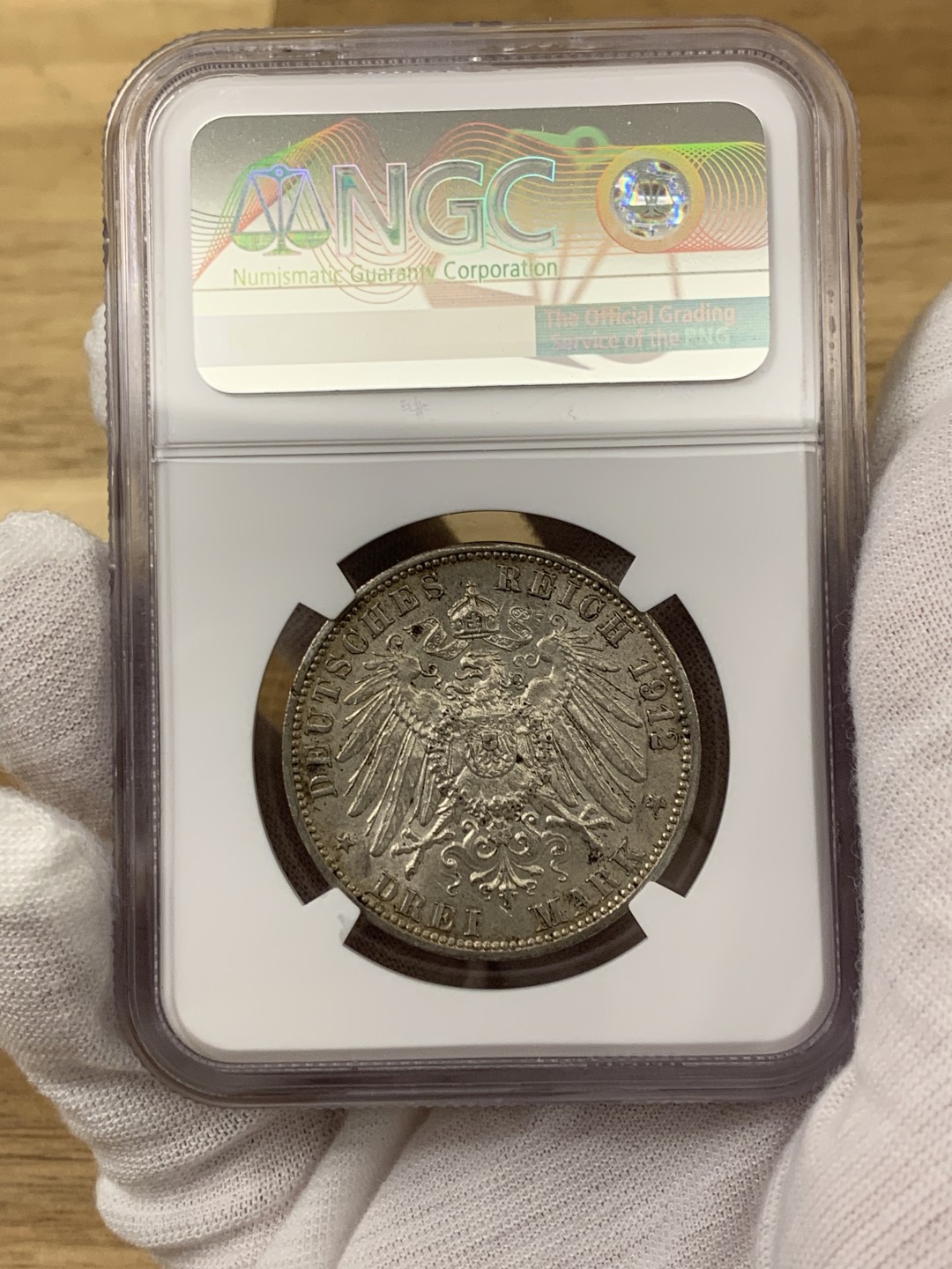 欧陆典藏，“币”定生辉，外币专场第一期 1912年德国普鲁士威廉二世三马克银币，NGC-AU58