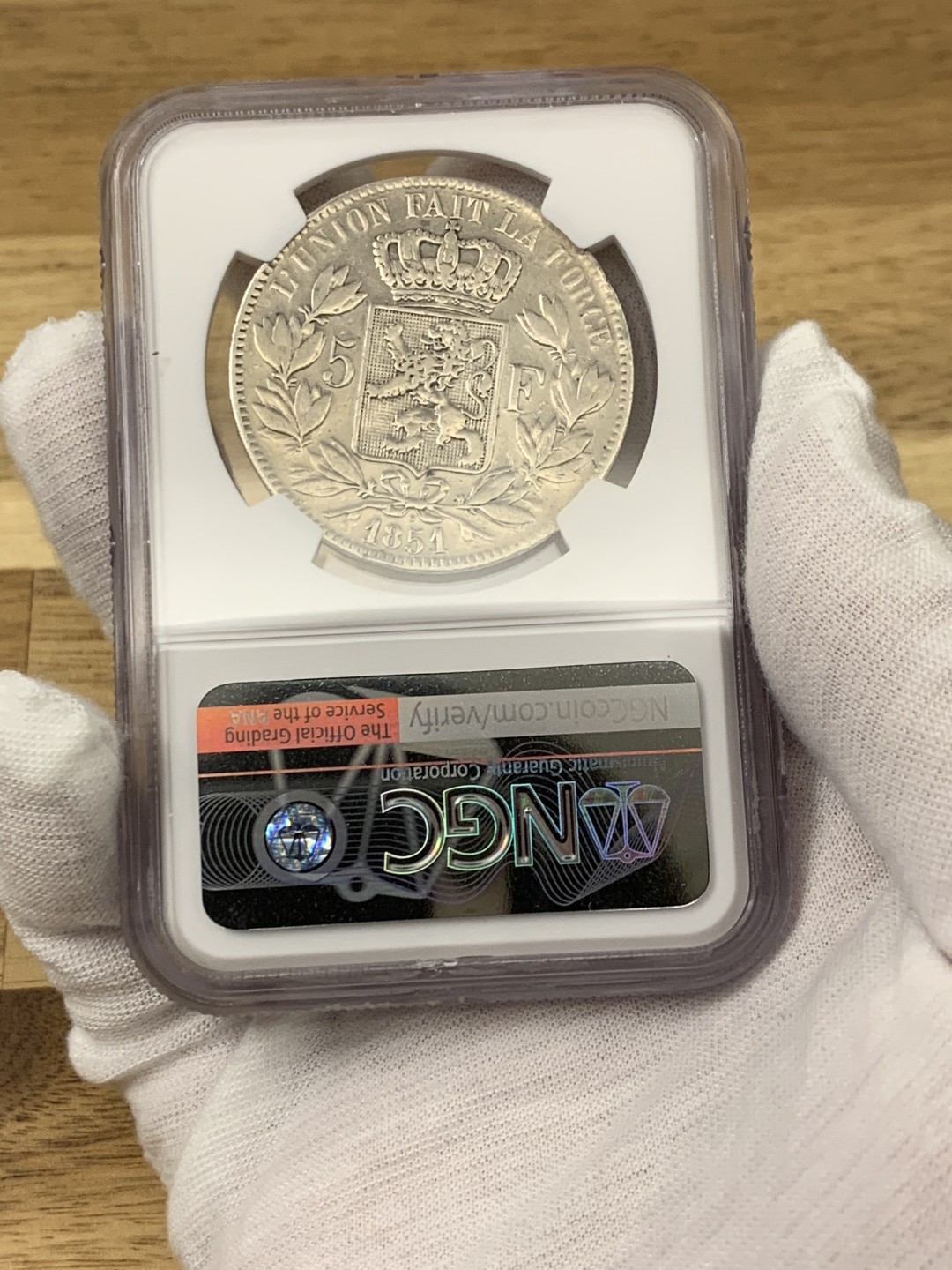 欧陆典藏，“币”定生辉，外币专场第一期 1851年比利时利奥波德一世5法郎NGC-VFD