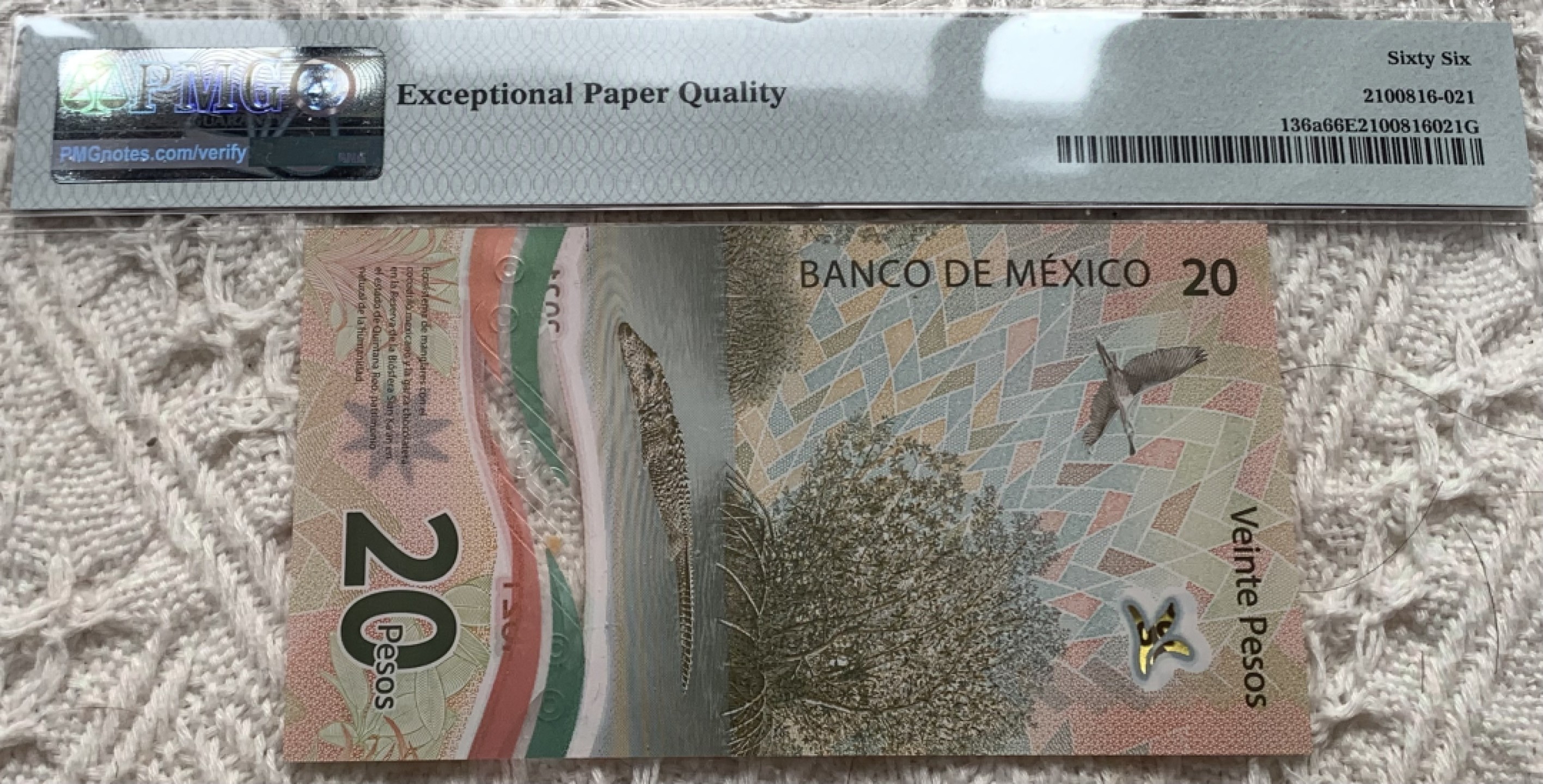 圣域骑士团 | CICE币展&易卜生专场 春天来了 ‼️第三期（2022003） 【纪念钞】2021年墨西哥 20比索 PMG66分P136a