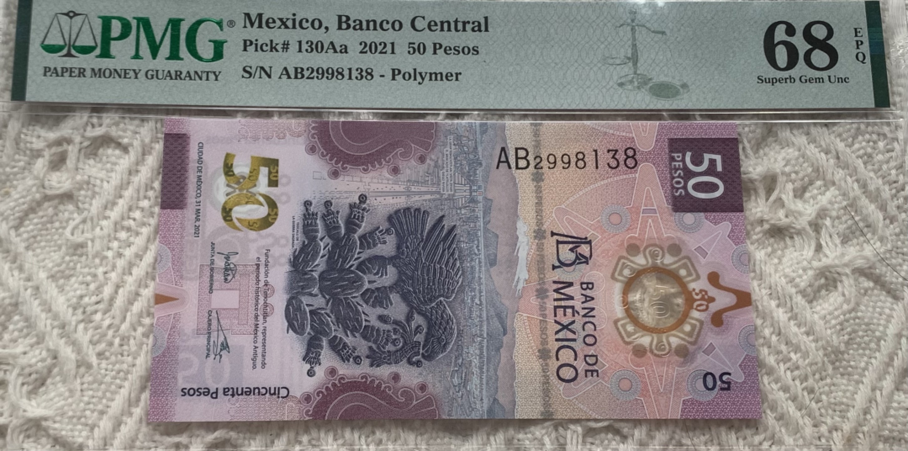 圣域骑士团 | CICE币展&易卜生专场 春天来了 ‼️第三期（2022003） 【高分】2021年墨西哥🇲🇽50比索 签名① PMG68分全程无4/7靓号