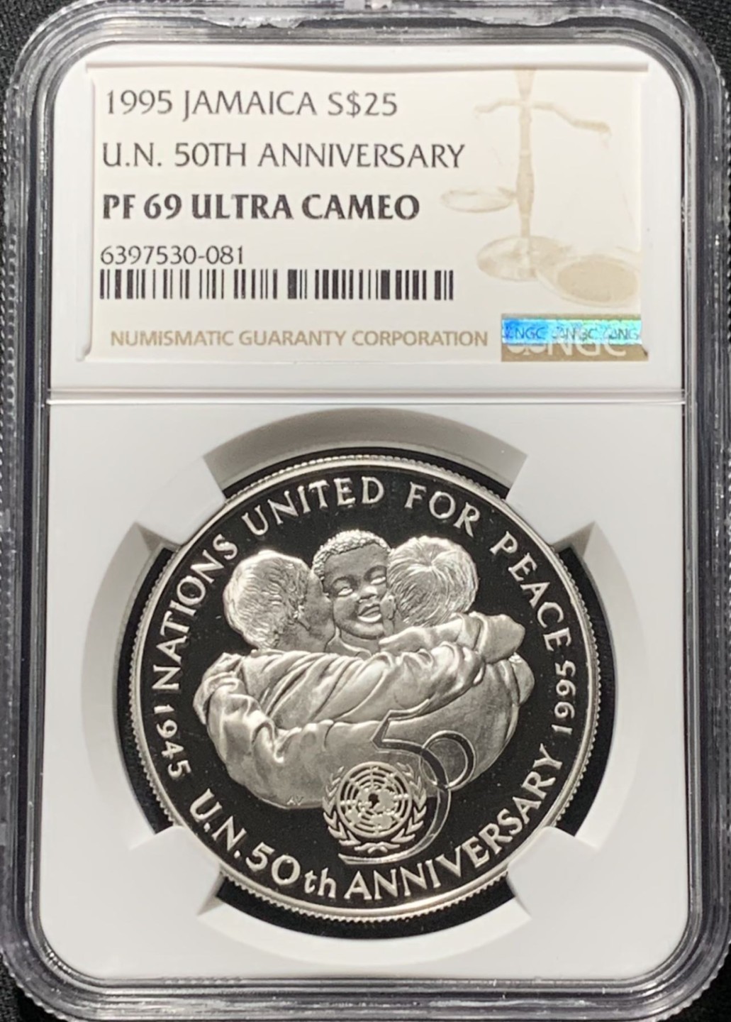 紫瑗钱币——第206期拍卖 牙买加 1995年 联合国成立50周年 25元 银币 NGC PR69 UC