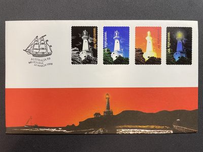 【第10期】莲池国际邮品拍卖 - 【澳大利亚】1999 世界邮展 灯塔不干胶分色印样 纪念封