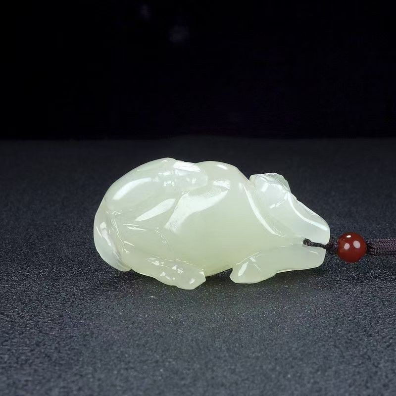 天然新疆玉牛吊坠玉石项链男女情侣挂件十二生肖玉牛玉佩