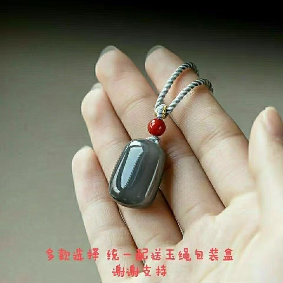 玉吊坠平安无事牌吉利豆烟紫青玉坠玉牌项链百搭玉器庇佑礼物