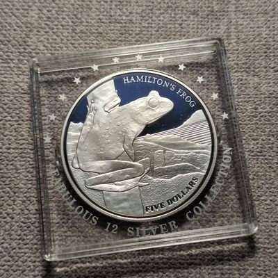 0起1加-纯粹捡漏拍-71场 - 新西兰2008年5元珍稀动物系列精制纪念银币-汉密尔顿青蛙-量4000