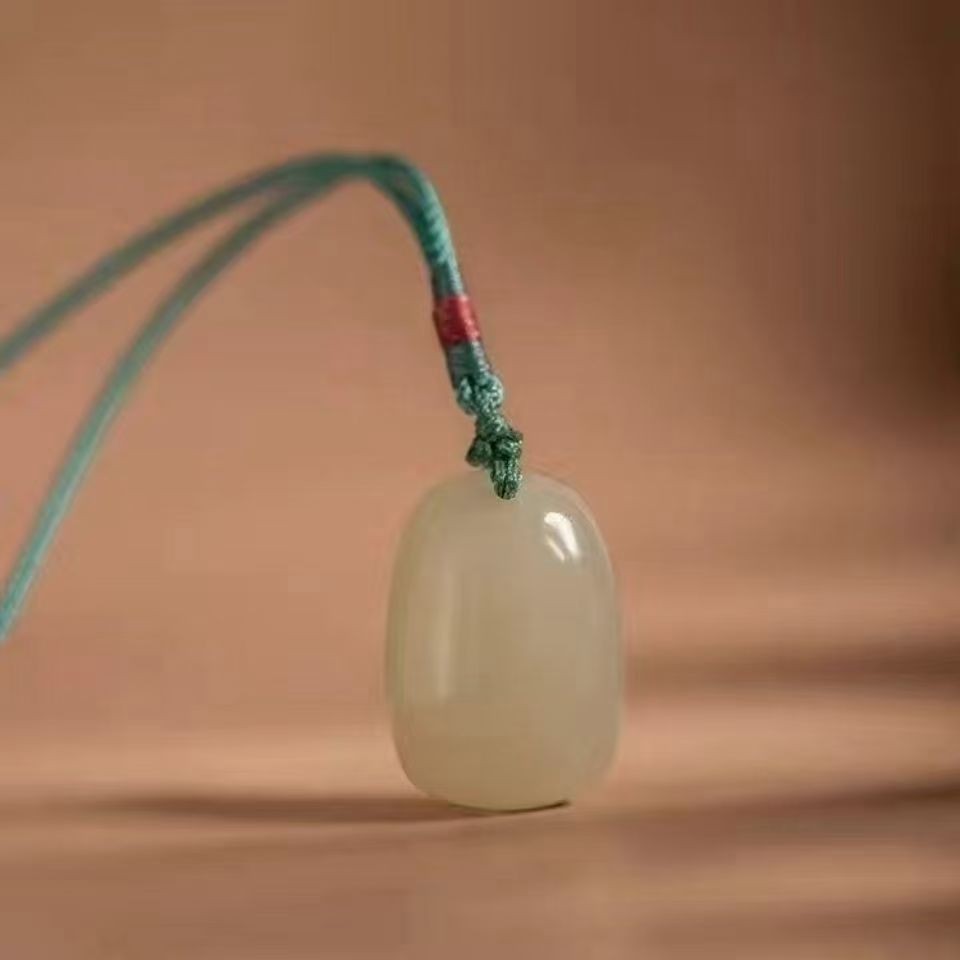 玉吊坠平安无事牌吉利豆烟紫青玉坠玉牌项链百搭玉器庇佑礼物