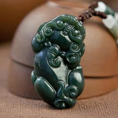 带证书 新疆玉青玉貔貅吊坠男女款招财保平安玉石挂件 - 带证书 新疆玉青玉貔貅吊坠男女款招财保平安玉石挂件