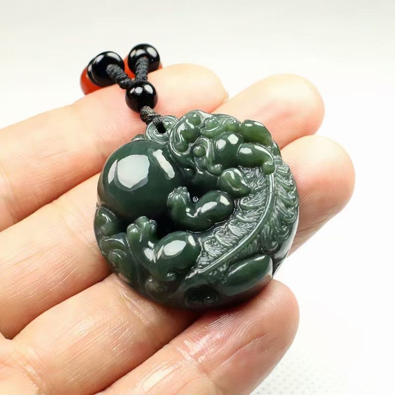 玉貔貅吊坠真品新疆和田青玉招财皮丘项链男女玉石玉坠玉挂件