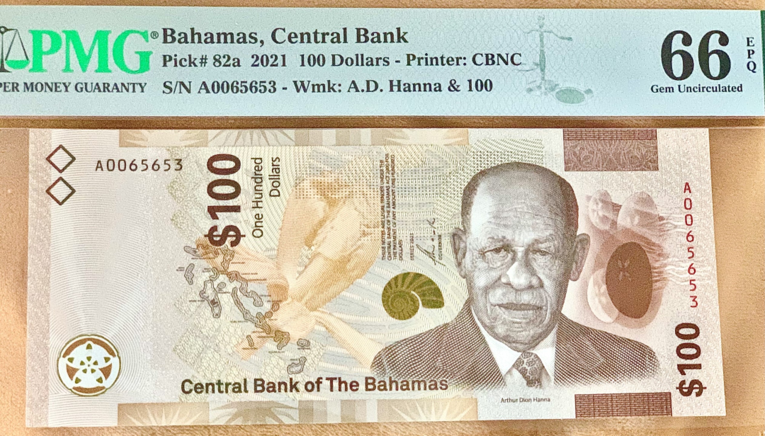 圣域骑士团 | CICE币展&易卜生专场 春天来了 ‼️第三期（2022003） 【A冠最高面值】2021年 巴哈马 100元 PMG66 P82a 背图蓝旗鱼