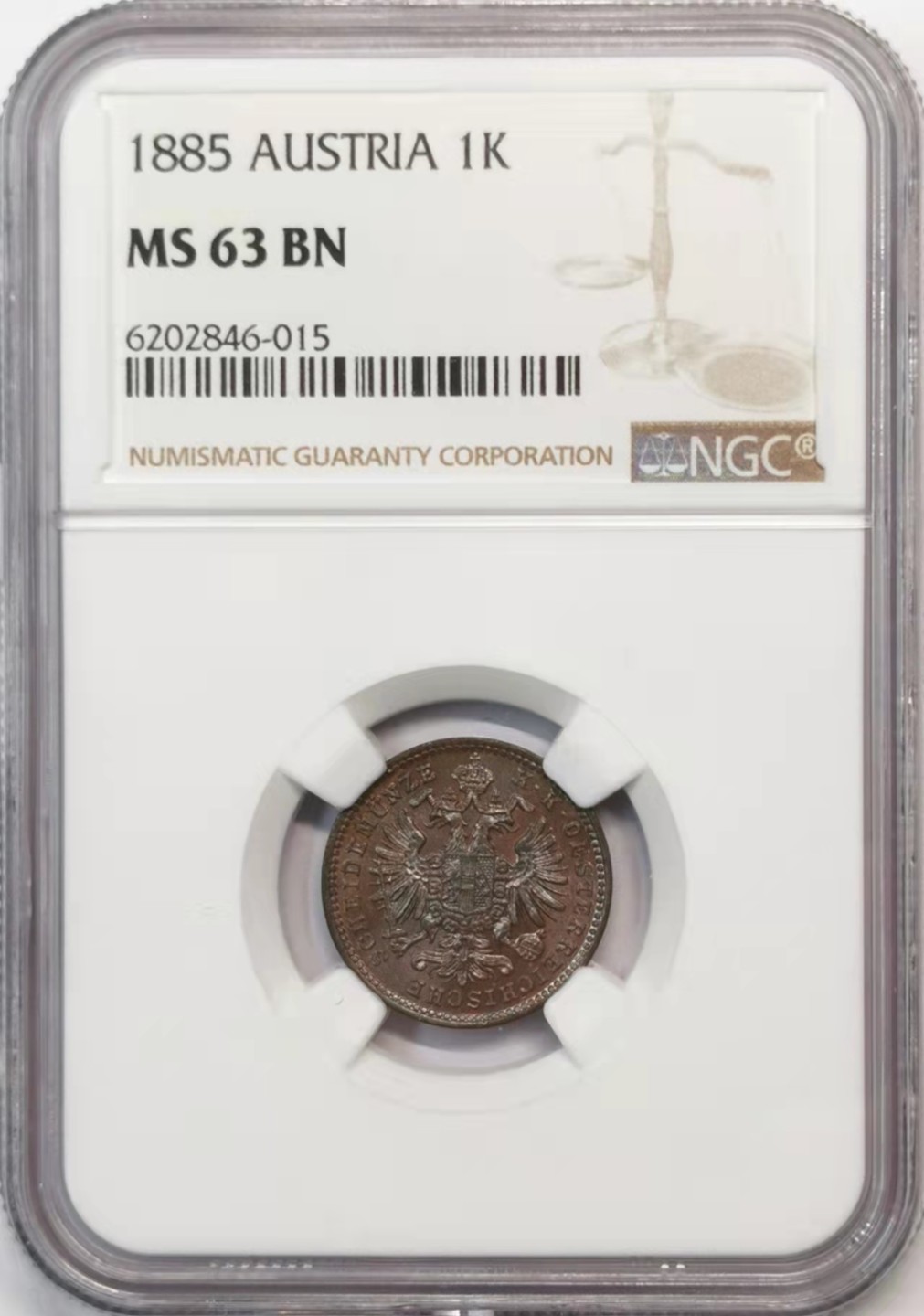 欧罗巴与亚细亚的春天奏鸣曲—凡希社世界钱币微拍第一百九十期 1885匈牙利1K铜币NGC-MS63