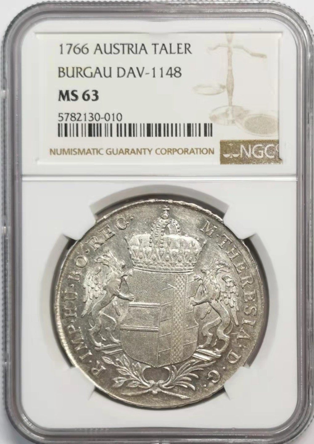 欧罗巴与亚细亚的春天奏鸣曲—凡希社世界钱币微拍第一百九十期 荐！1766神罗布尔高 特蕾莎纹章版泰勒大银NGC-MS63银光收藏级！