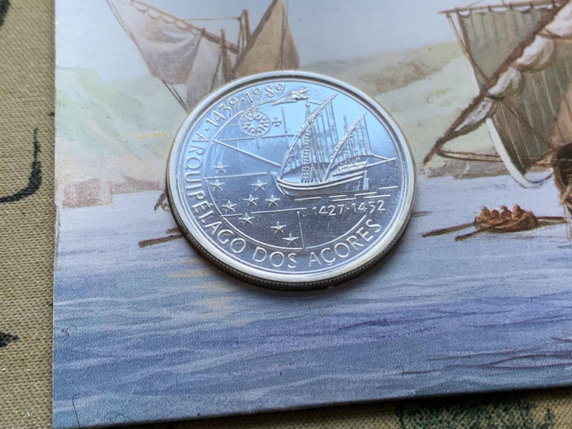 《竞宝斋》第37场-周日 首场自动拍卖 2件或者满200包顺丰 卡装葡萄牙 1989年帆船 亚速尔群岛 100埃斯库多大银币