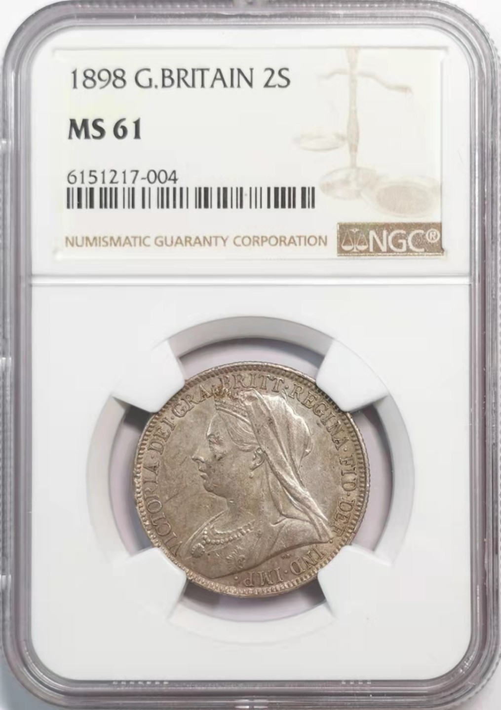 欧罗巴与亚细亚的春天奏鸣曲—凡希社世界钱币微拍第一百九十期 1898英国老维批纱2先令NGC-MS61