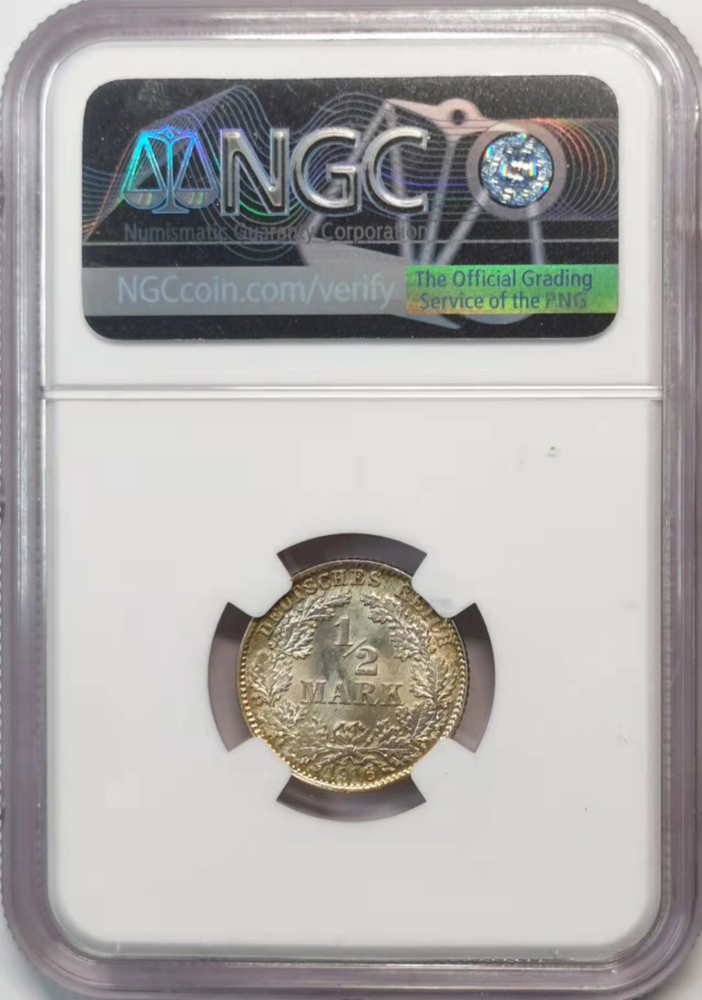 欧罗巴与亚细亚的春天奏鸣曲—凡希社世界钱币微拍第一百九十期 1916德意志帝国1/2银马克NGC-MS62