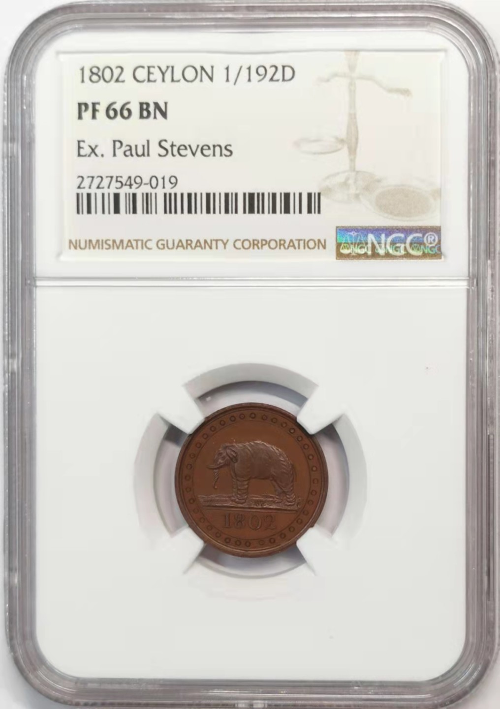 欧罗巴与亚细亚的春天奏鸣曲—凡希社世界钱币微拍第一百九十期 稀！1802锡兰1/192RixDollar铜币精铸NGC-PF66顶级品名家旧藏！
