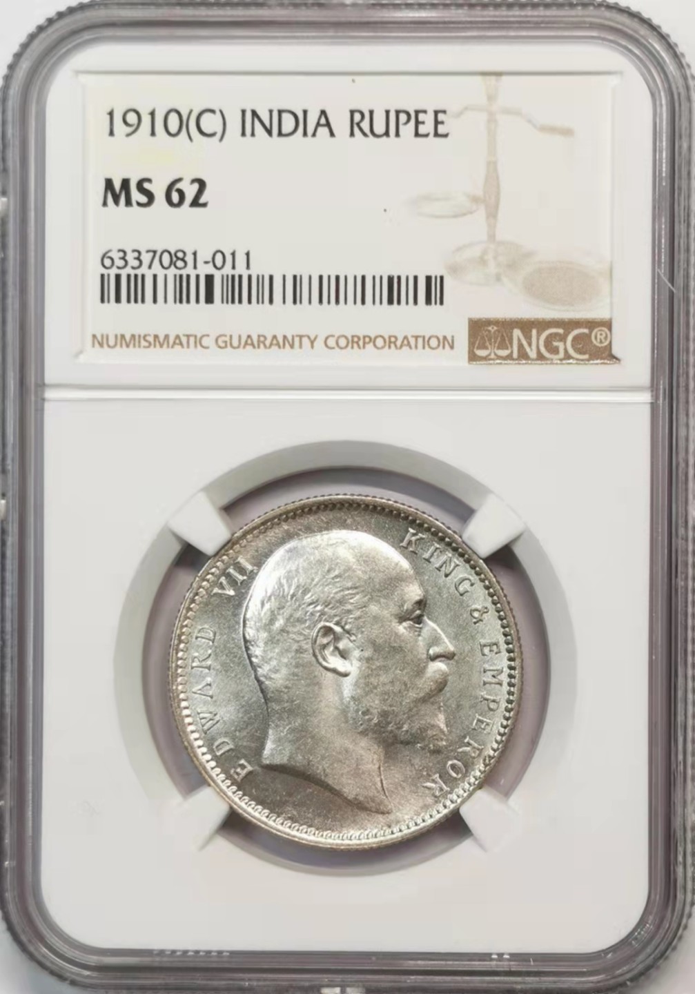 欧罗巴与亚细亚的春天奏鸣曲—凡希社世界钱币微拍第一百九十期 1910C英属印度爱七卢比NGC-MS62