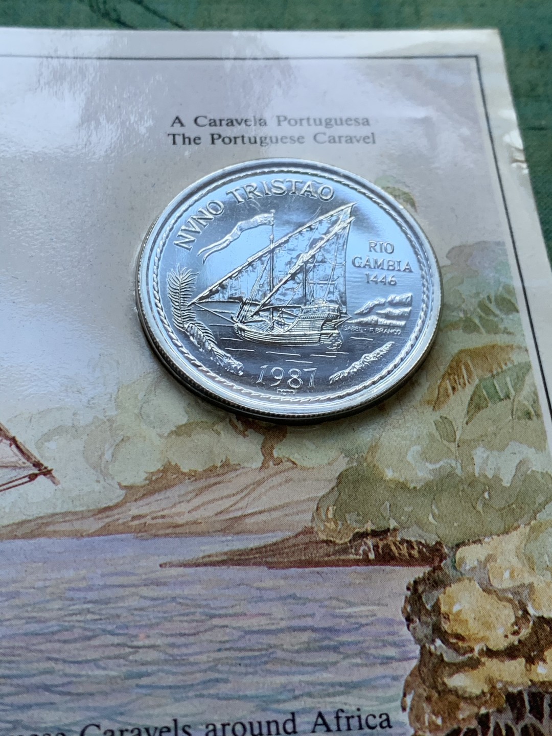 《竞宝斋》第37场-周日 首场自动拍卖 2件或者满200包顺丰 卡装葡萄牙 1987年 航海家努诺·特里斯唐 100埃斯库多大银币