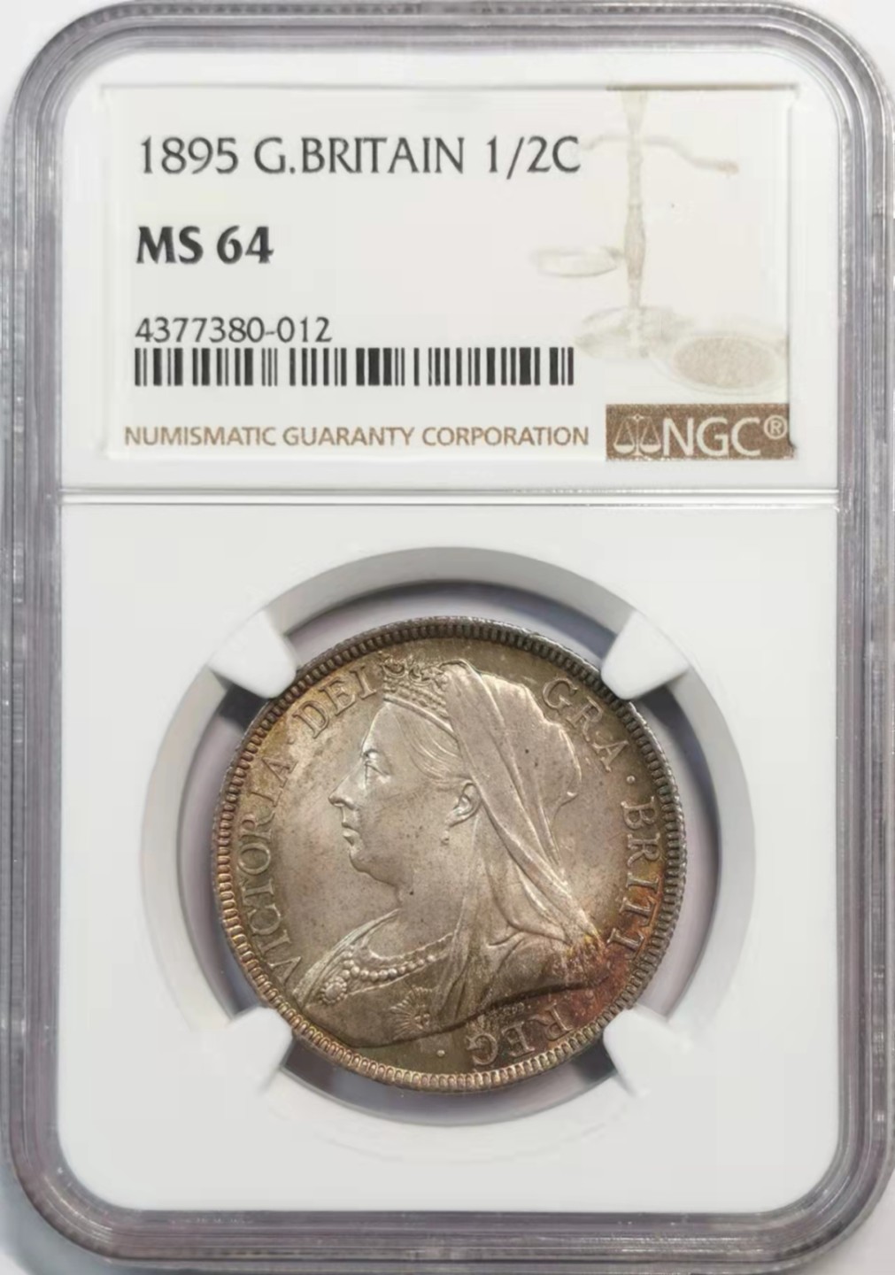 欧罗巴与亚细亚的春天奏鸣曲—凡希社世界钱币微拍第一百九十期 1895英国老维批纱半克朗NGC-MS64环五彩！