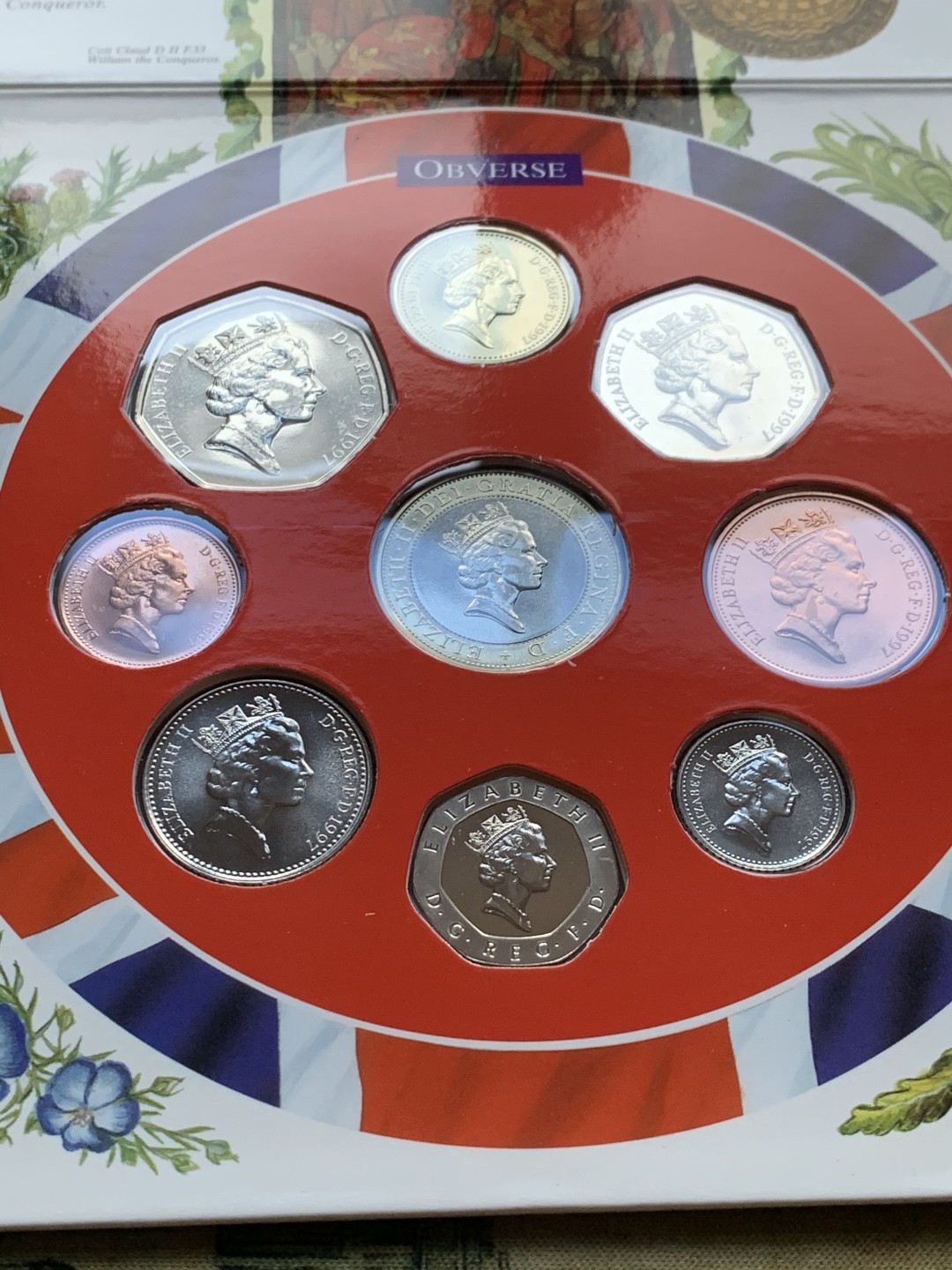 《竞宝斋》第37场-周日 首场自动拍卖 2件或者满200包顺丰 原封装英国 1997年 9枚套 卡装套币 较少