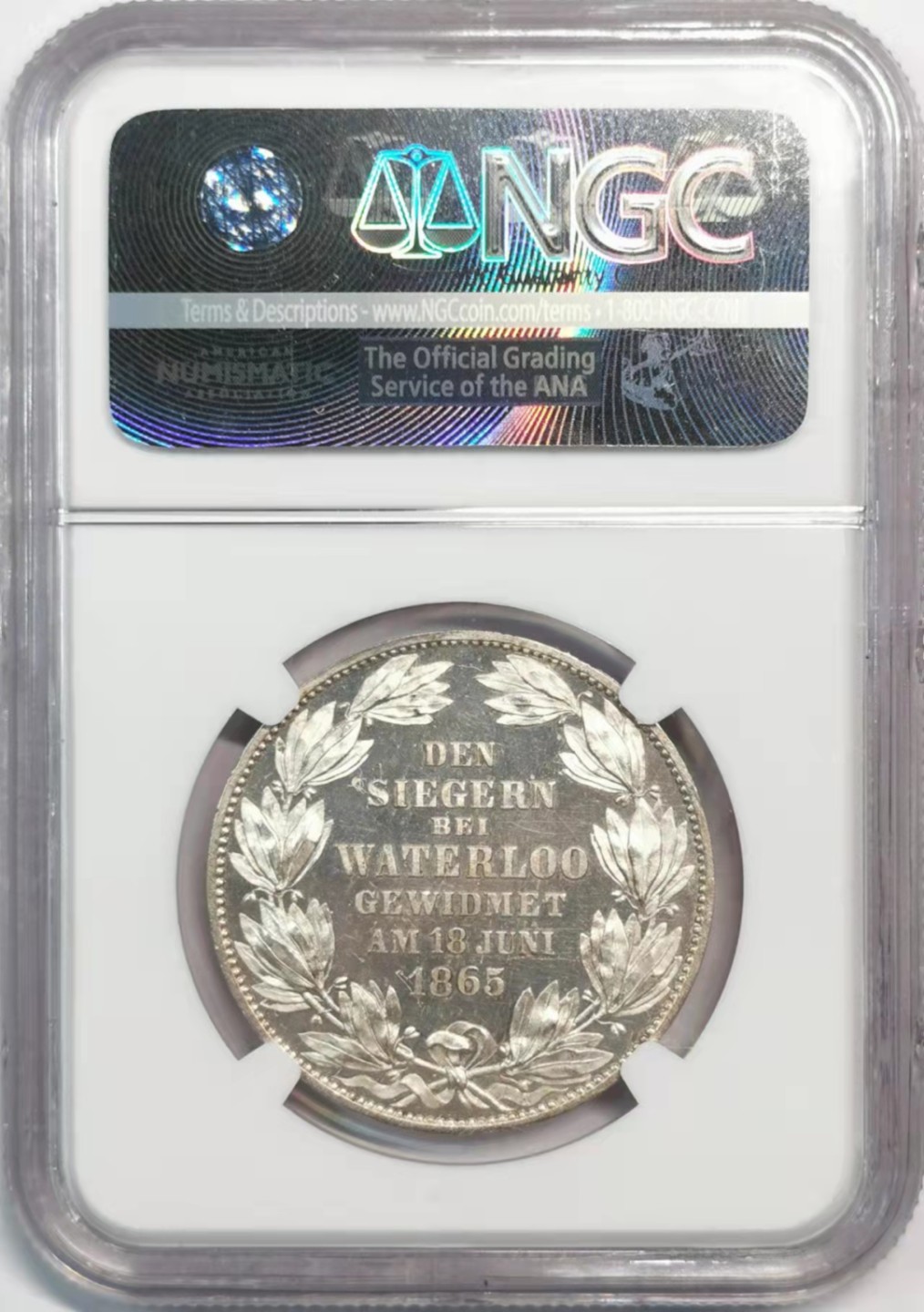 欧罗巴与亚细亚的春天奏鸣曲—凡希社世界钱币微拍第一百九十期 荐！1865汉诺威滑铁卢纪念泰勒精铸NGC-PF63