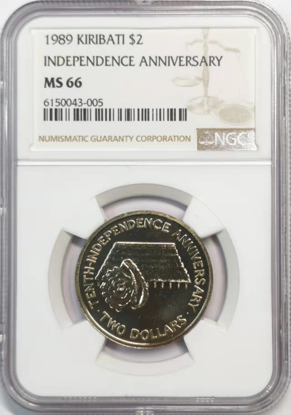 欧罗巴与亚细亚的春天奏鸣曲—凡希社世界钱币微拍第一百九十期 1989基里巴斯独立纪念2Dollar NGC-MS66