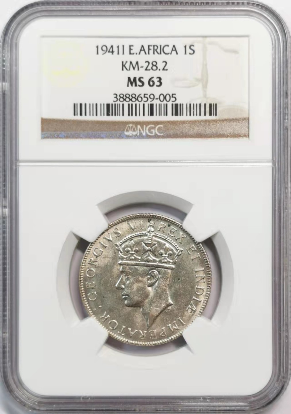 欧罗巴与亚细亚的春天奏鸣曲—凡希社世界钱币微拍第一百九十期 1941I英属东非乔六先令NGC-MS63原光！