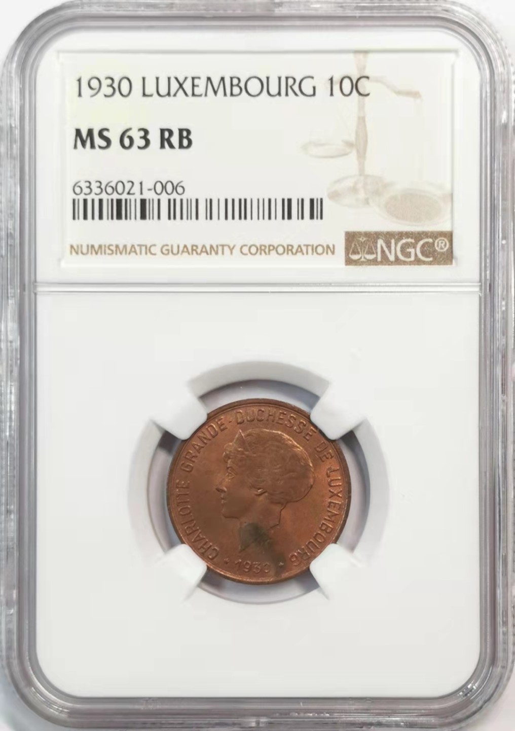 欧罗巴与亚细亚的春天奏鸣曲—凡希社世界钱币微拍第一百九十期 1930卢森堡10C铜币NGC-MS63