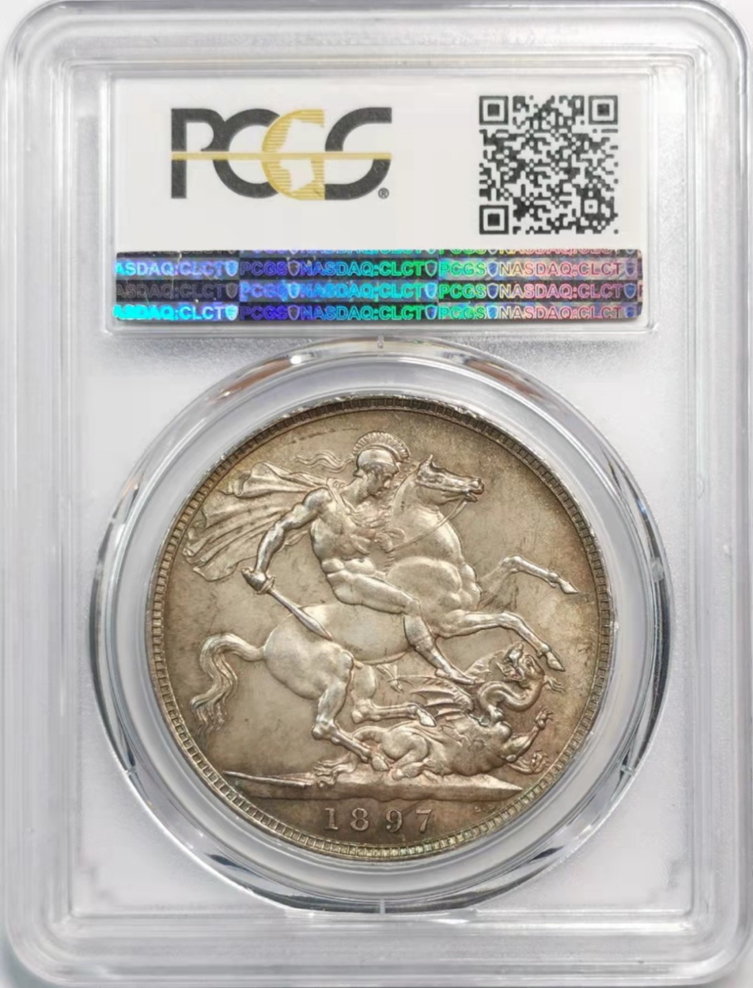 欧罗巴与亚细亚的春天奏鸣曲—凡希社世界钱币微拍第一百九十期 稀！1897英国老维批纱马剑大银PCGS-MS64纸袋包浆收藏级！