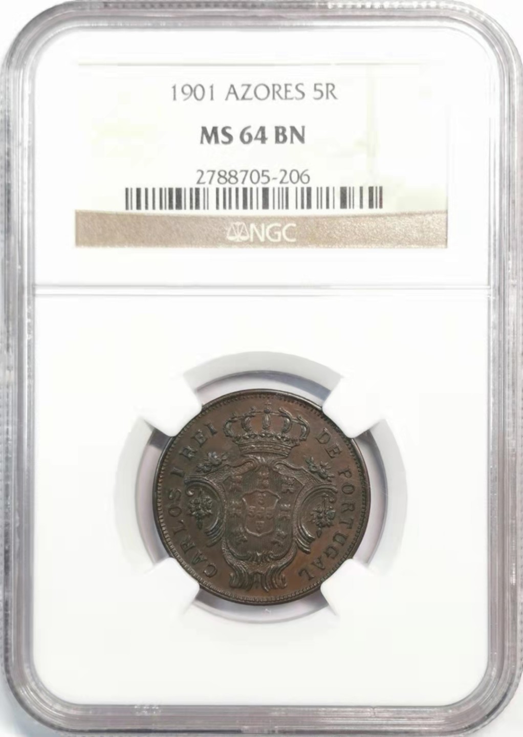 欧罗巴与亚细亚的春天奏鸣曲—凡希社世界钱币微拍第一百九十期 1901葡属亚速尔5R NGC-MS64