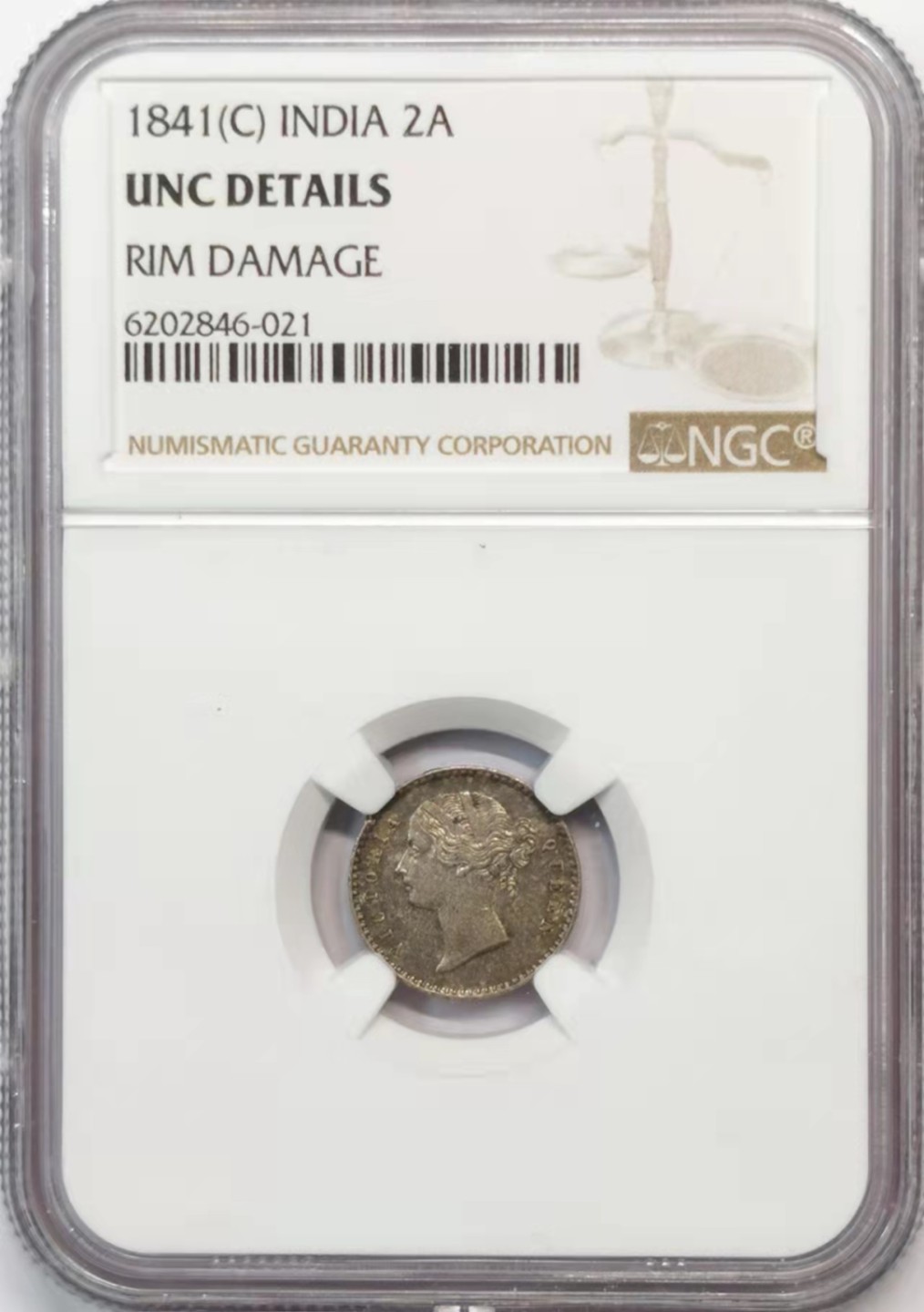 欧罗巴与亚细亚的春天奏鸣曲—凡希社世界钱币微拍第一百九十期 1841东印度公司小维2安那银币NGC-UNCD