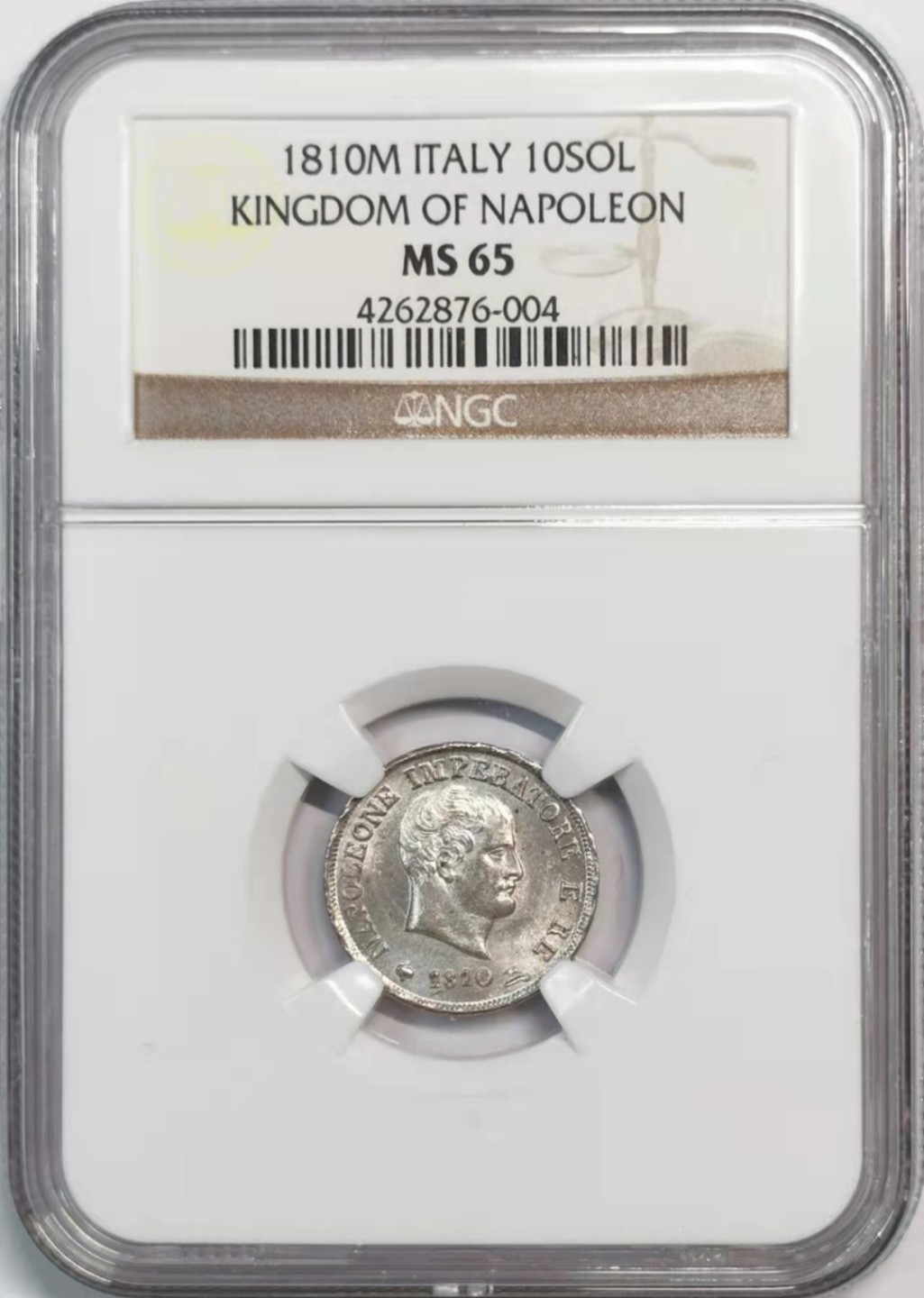 欧罗巴与亚细亚的春天奏鸣曲—凡希社世界钱币微拍第一百九十期 1810M拿破仑意大利王国10Soldi银币NGC-MS65亚军原银光！