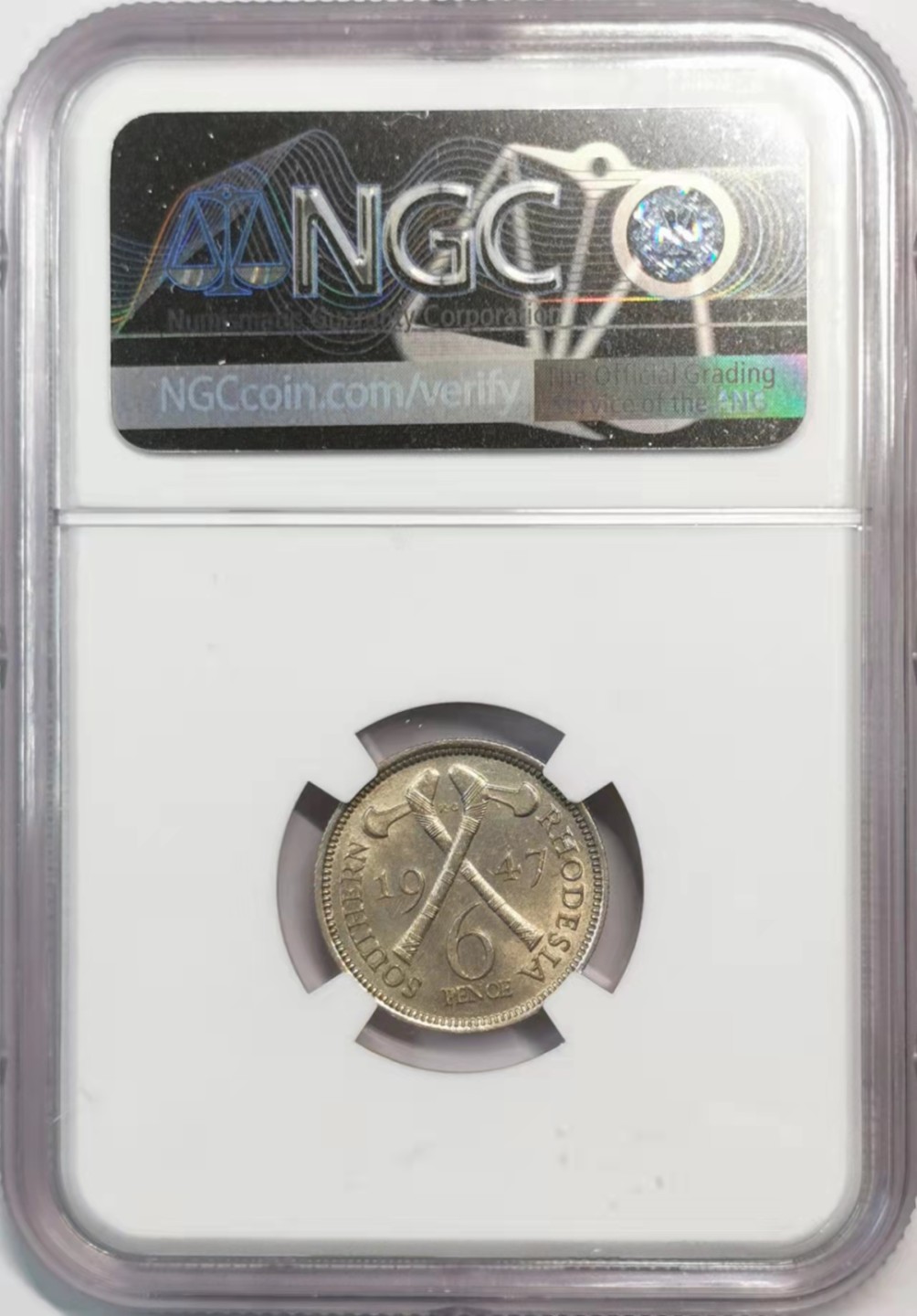 欧罗巴与亚细亚的春天奏鸣曲—凡希社世界钱币微拍第一百九十期 1947南罗德西亚乔六6便士NGC-AU58单年版