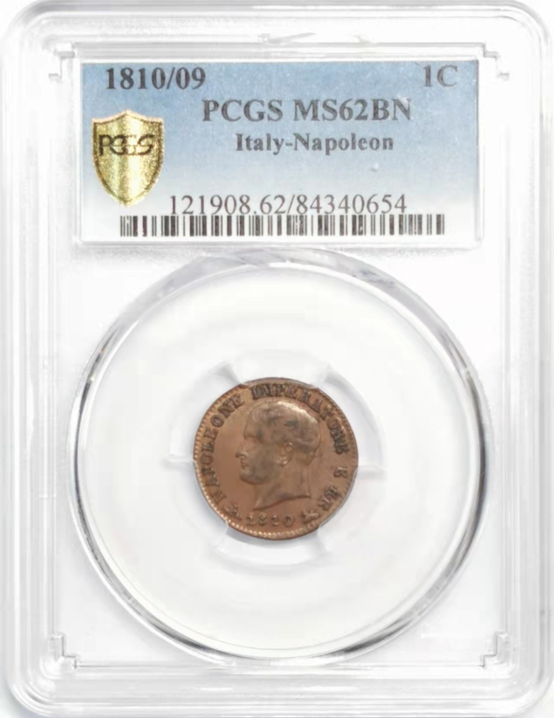 欧罗巴与亚细亚的春天奏鸣曲—凡希社世界钱币微拍第一百九十期 1810/09B拿破仑意大利王国1C铜币PCGS-MS62骑字版！