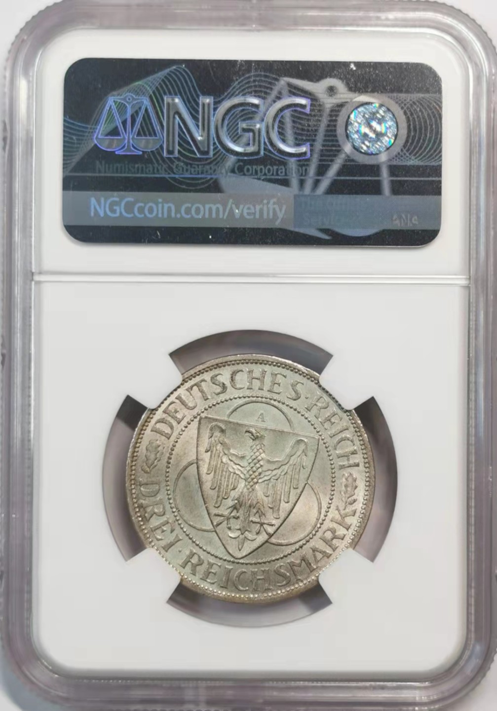 欧罗巴与亚细亚的春天奏鸣曲—凡希社世界钱币微拍第一百九十期 1930魏玛莱茵解放3马克银币NGC-MS64