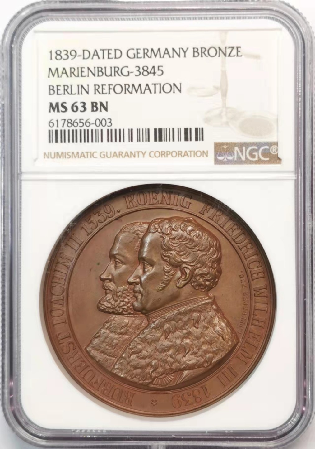欧罗巴与亚细亚的春天奏鸣曲—凡希社世界钱币微拍第一百九十期 1839德国宗教改革300周年纪念铜章NGC-MS63