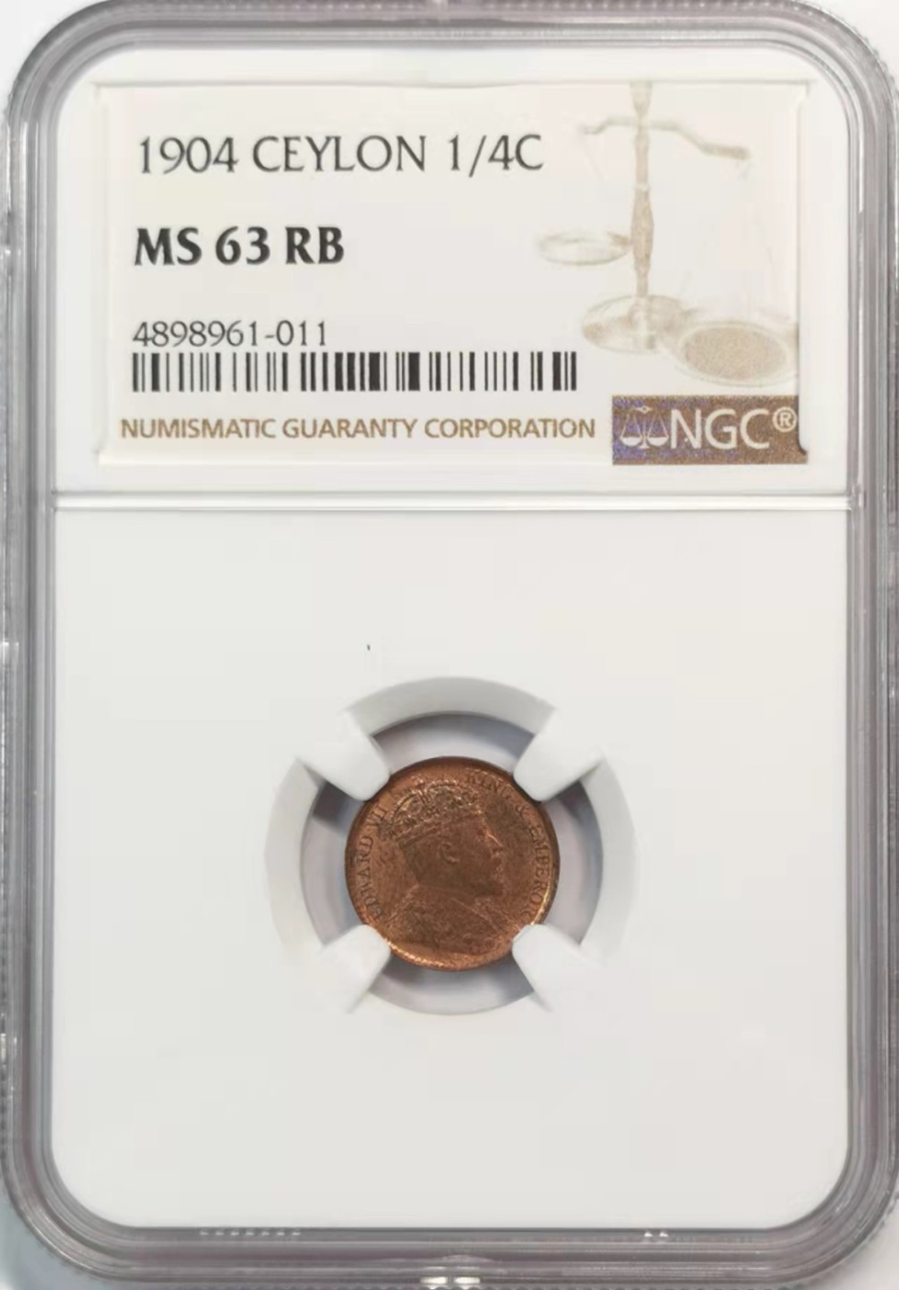 欧罗巴与亚细亚的春天奏鸣曲—凡希社世界钱币微拍第一百九十期 1904英属锡兰爱七1/4分NGC-MS63