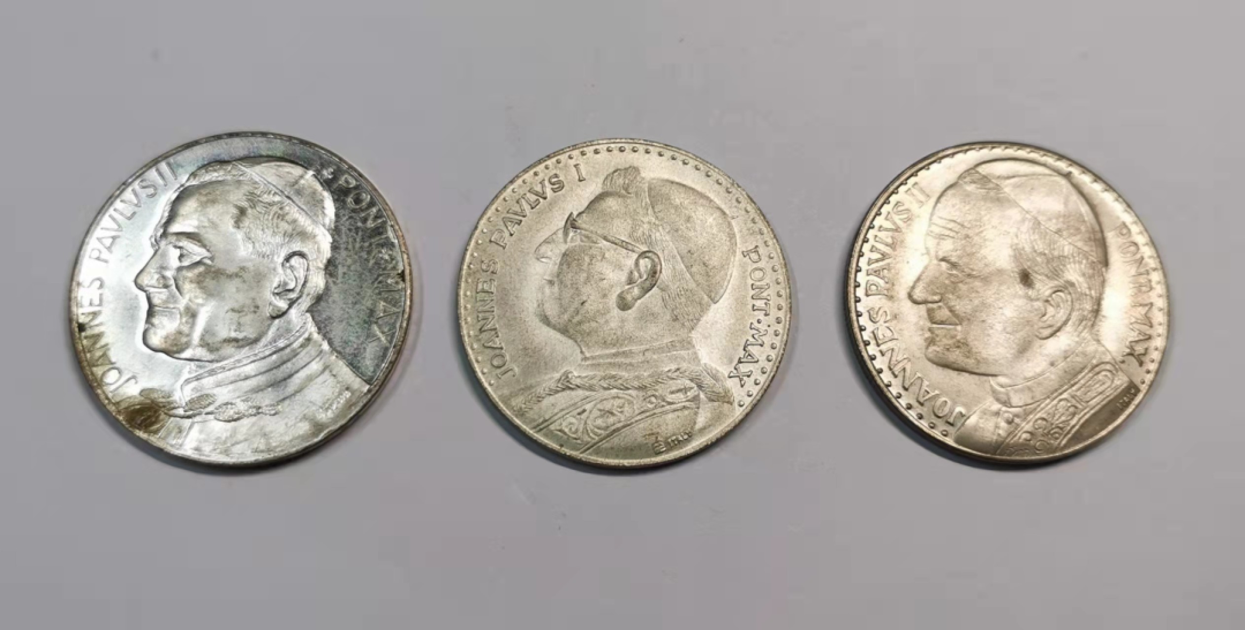 欧罗巴与亚细亚的春天奏鸣曲—凡希社世界钱币微拍第一百九十期 梵蒂冈教皇镀银章三枚一组