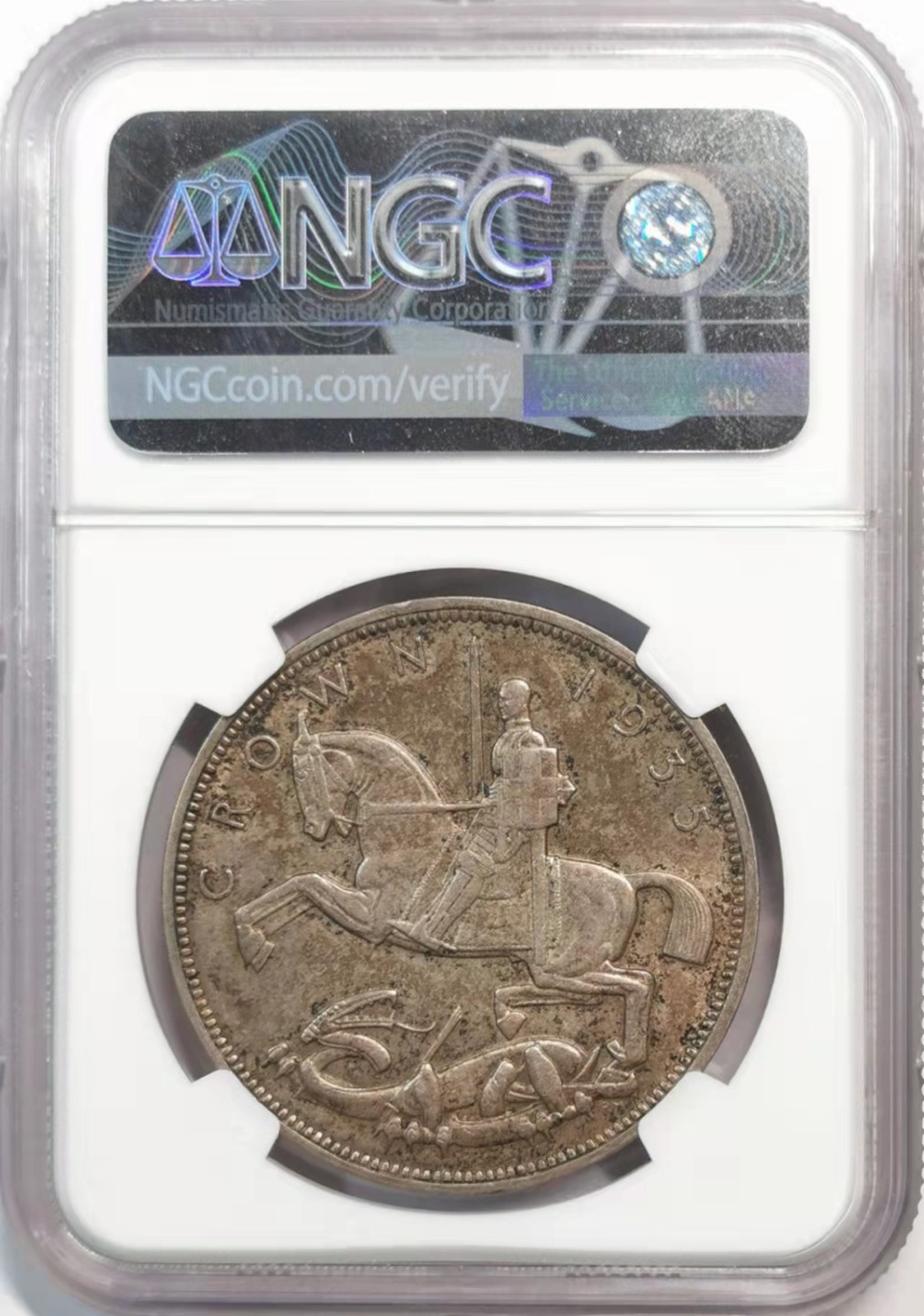 欧罗巴与亚细亚的春天奏鸣曲—凡希社世界钱币微拍第一百九十期 1935英国木马马剑大银NGC-MS63