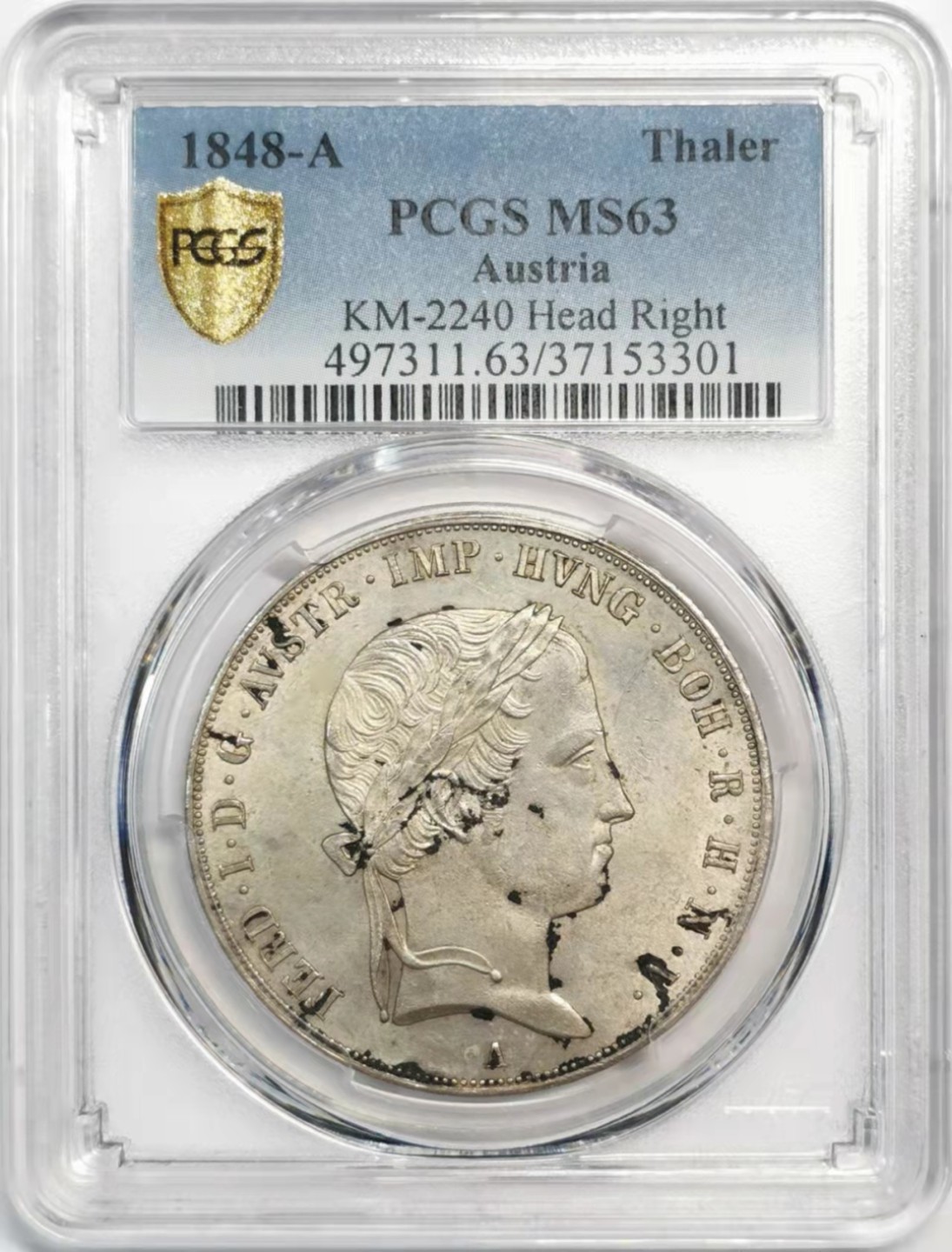 欧罗巴与亚细亚的春天奏鸣曲—凡希社世界钱币微拍第一百九十期 荐！1848奥地利帝国斐迪南一世帝国泰勒大银PCGS-MS63黄光！