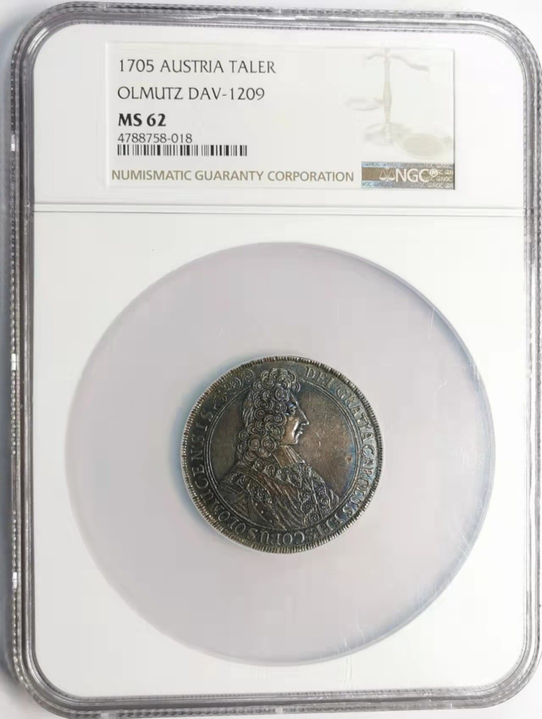 欧罗巴与亚细亚的春天奏鸣曲—凡希社世界钱币微拍第一百九十期 荐！1705奥尔穆茨泰勒大银NGC-MS62深度五彩！