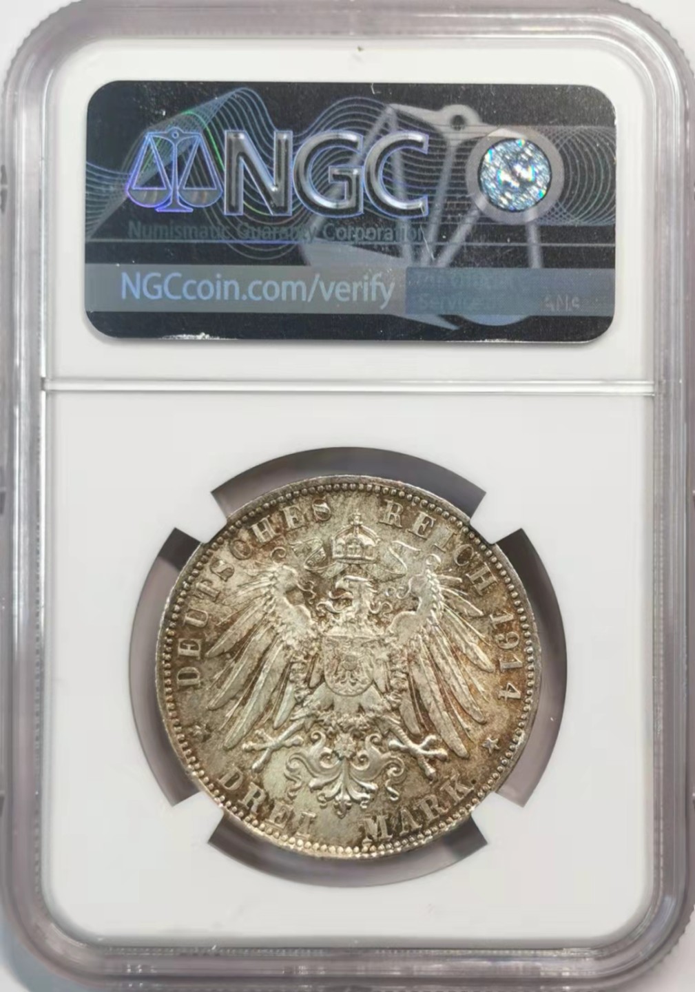 欧罗巴与亚细亚的春天奏鸣曲—凡希社世界钱币微拍第一百九十期 1914巴伐利亚3马克NGC-MS64