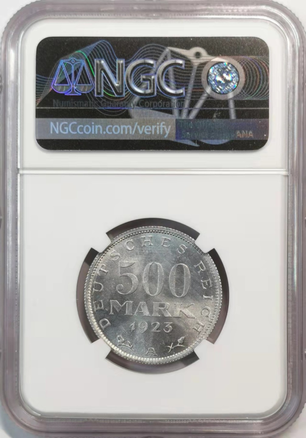 欧罗巴与亚细亚的春天奏鸣曲—凡希社世界钱币微拍第一百九十期 1923魏玛500马克铝币NGC-MS64
