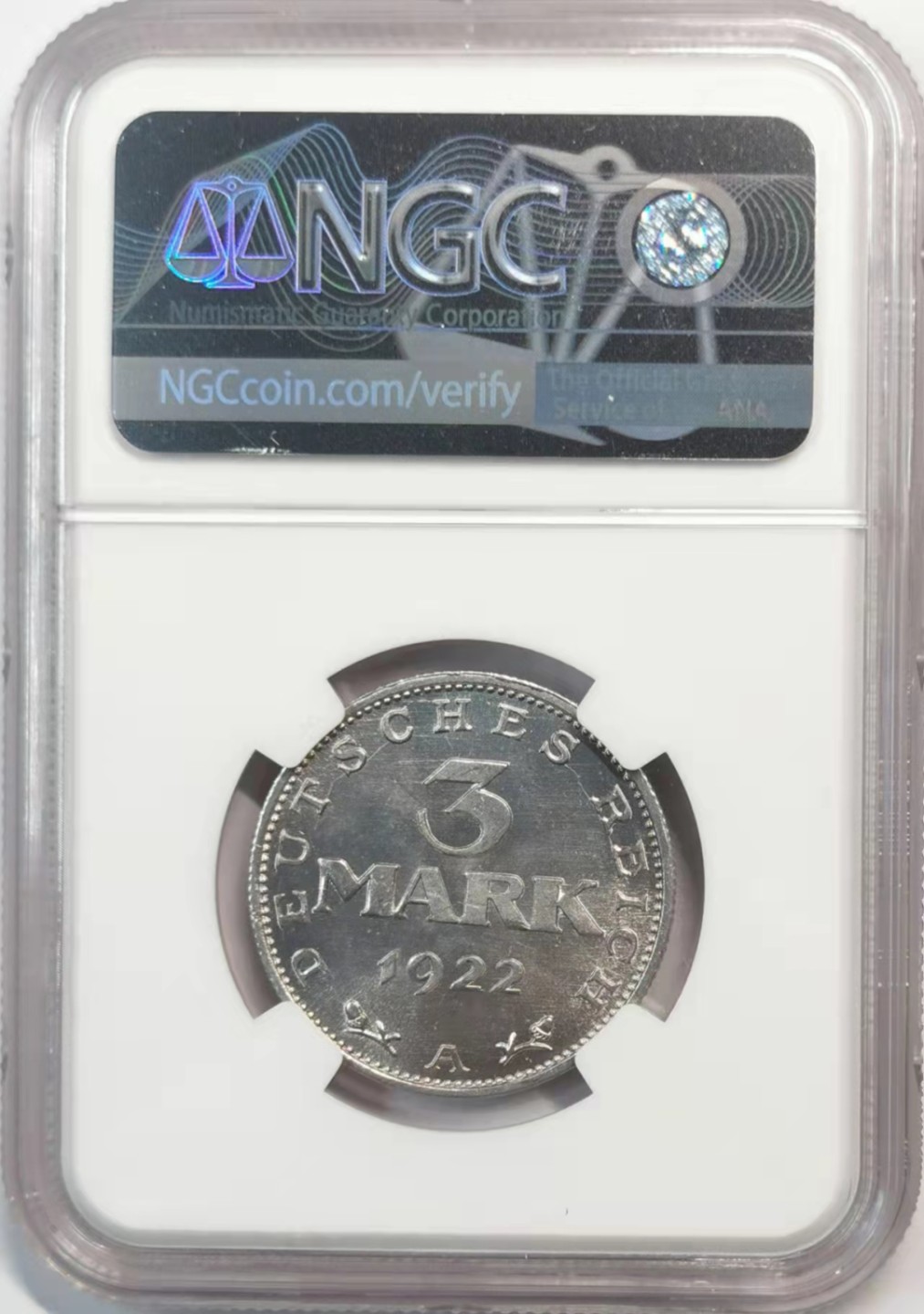 欧罗巴与亚细亚的春天奏鸣曲—凡希社世界钱币微拍第一百九十期 1922魏玛3马克铝币NGC-MS65