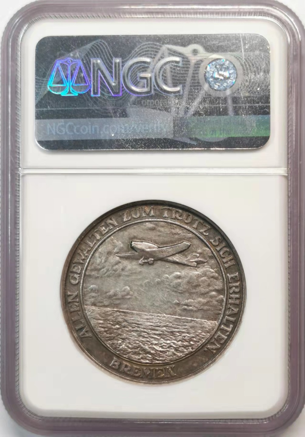 欧罗巴与亚细亚的春天奏鸣曲—凡希社世界钱币微拍第一百九十期 1928德国不来梅号飞越大西洋纪念银章NGC-AU58