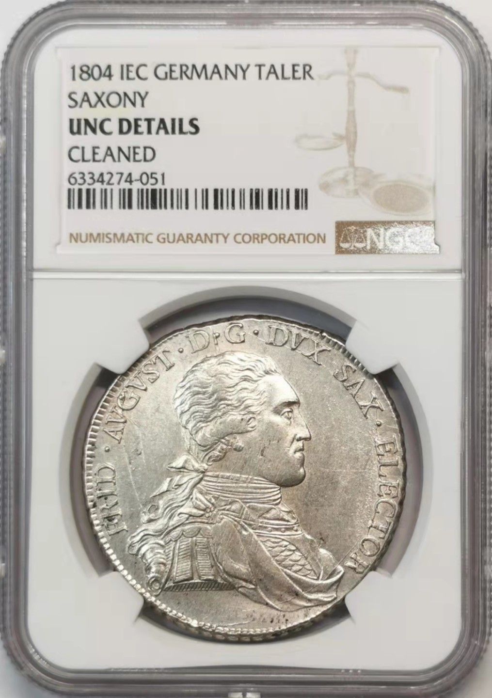 欧罗巴与亚细亚的春天奏鸣曲—凡希社世界钱币微拍第一百九十期 1804萨克森奥古斯特泰勒大银NGC-UNCD