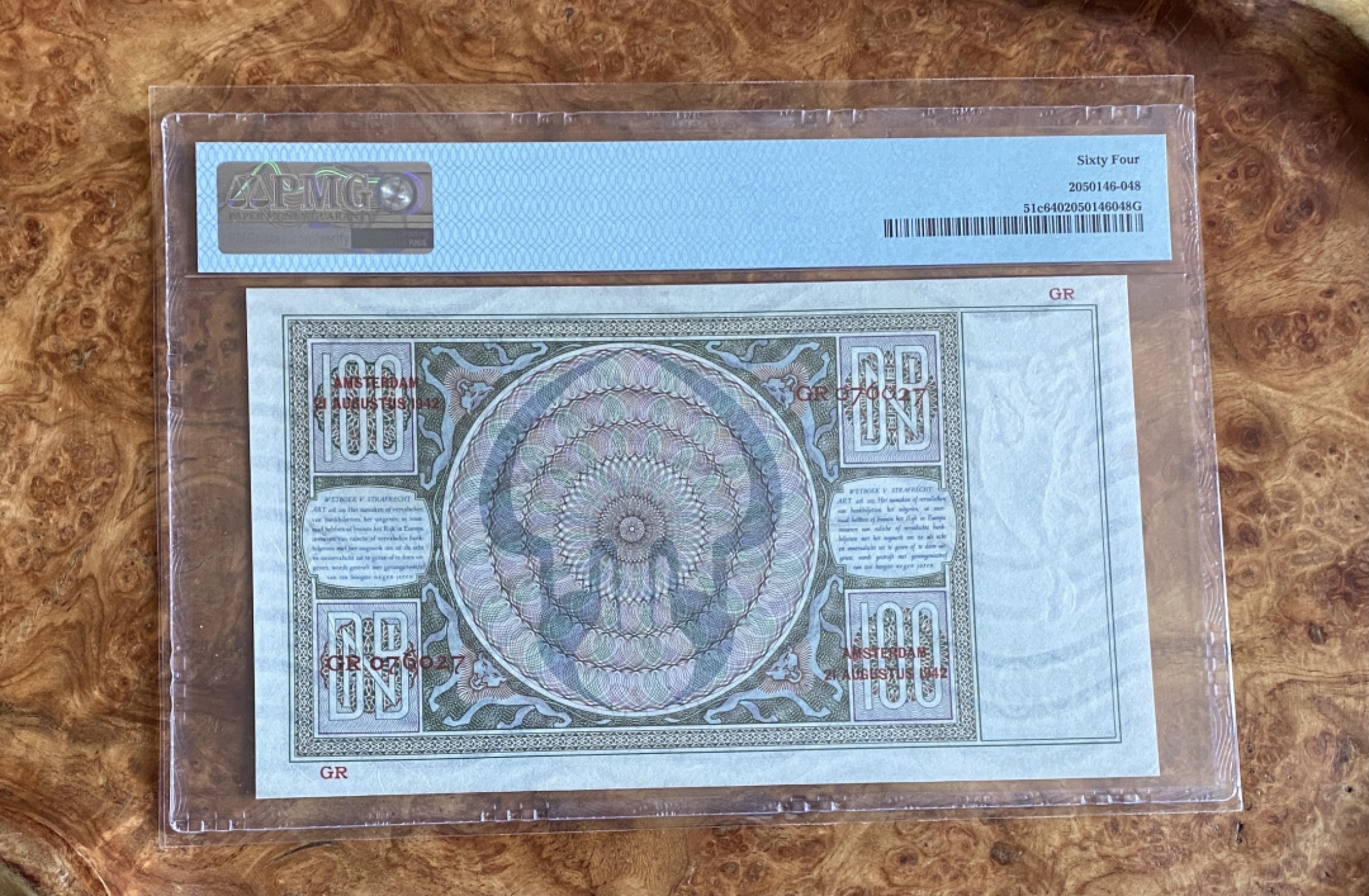 Chase Auction（得物拍卖）第3期 - - 中外纸币、硬币、银币联拍 1942年荷兰100盾，PMG64分，鬼女！