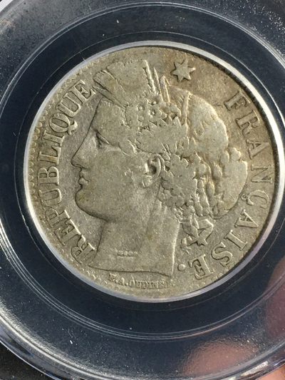 公博评级外国银币潜力品种 - 极少1881年法国谷物女神老银币2法郎